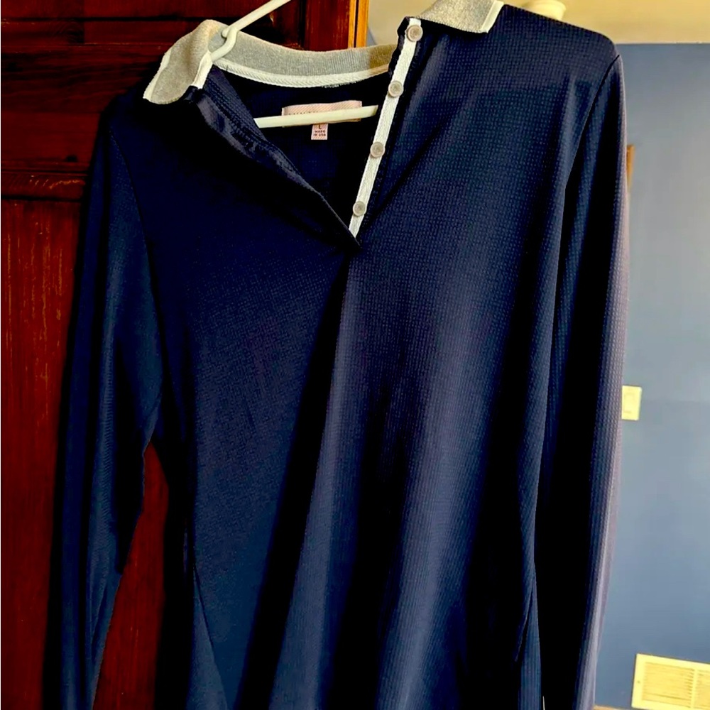 Hannah child long sleeve polo large navy blue
